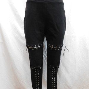 Lace up suede-like pants